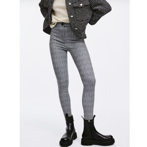 Zara Faux Suede Plaid High Waist Leggings